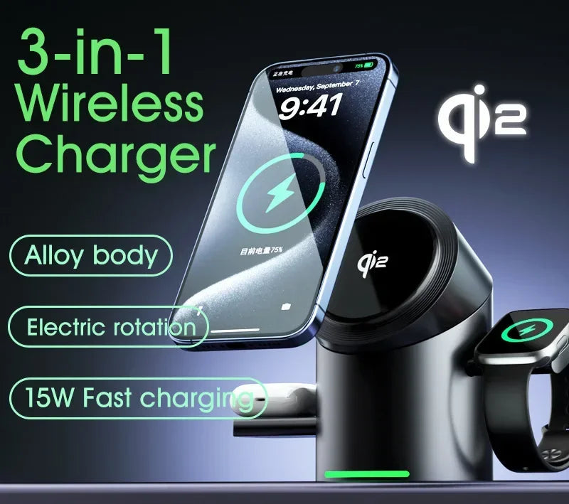 Qi2 3-in-1 MagSafe Wireless Charger