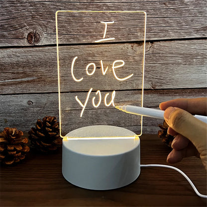 Creative LED Note Board Night Light with Erasable Pen