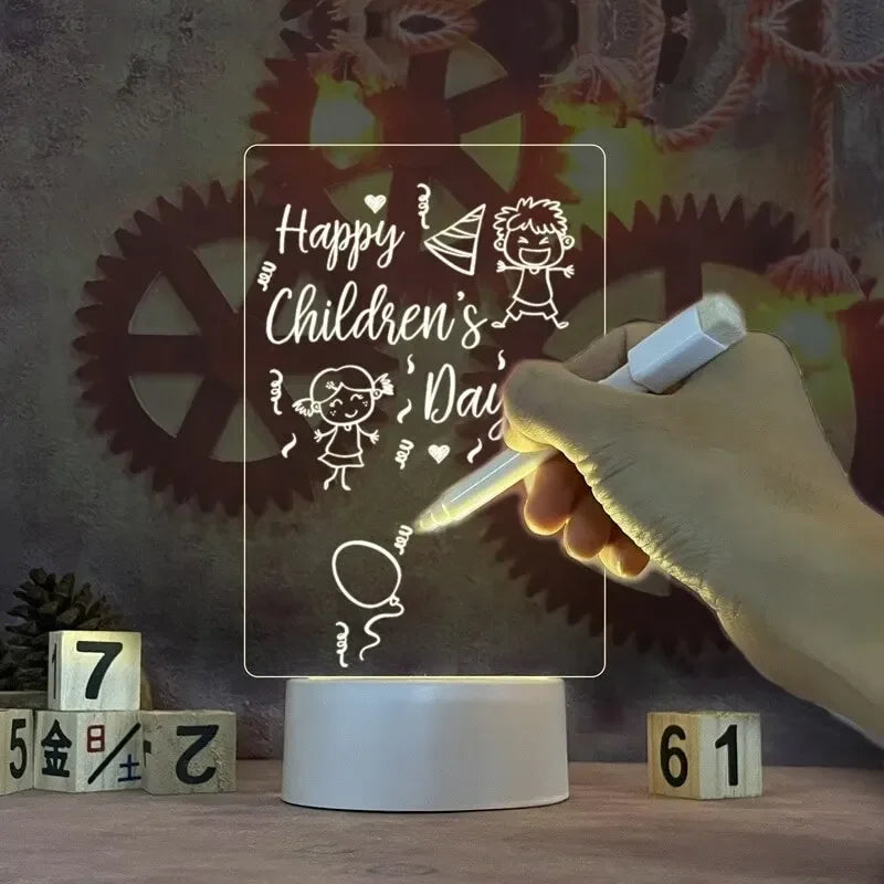Creative LED Note Board Night Light with Erasable Pen