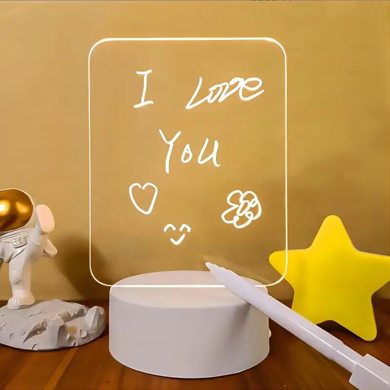Creative LED Note Board Night Light with Erasable Pen